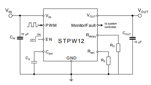 應用電路圖 - STMicroelectronics STPW12可程式電子電源斷路器